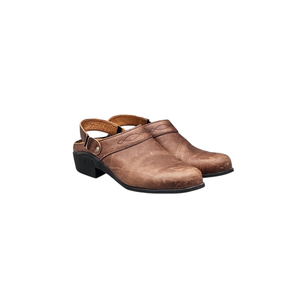 Ariat Womens 11 Brown Leather Sport Clogs Slingback Western Mules 10023106